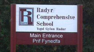 Radyr Comprehensive School sign