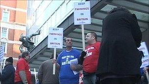 Protesters outside AB Foods' annual general meeting