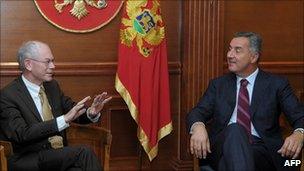 Montenegro President Milo Djukanovic (right) with European Council President Herman Van Rompuy, 19 Oct 10