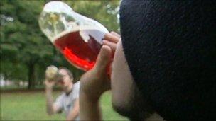 Young person drinking alcohol