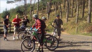 Mountain bikers in Afan Valley