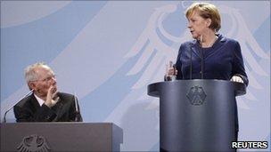 German Chancellor Angela Merkel and Finance Minister Wolfgang Schaeuble