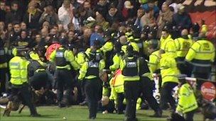 Violence at Devon derby match