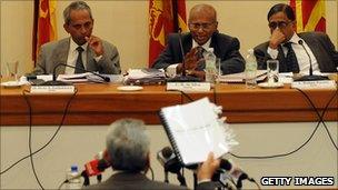 The Lessons Learnt and Reconciliation Commission hears from Defence Secretary Gotabhaya Rajapakse at hearings in Colombo, Sri Lanka, August 2010