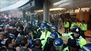 Student protest outside 30 Millbank