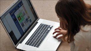 Girl and computer