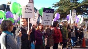 Protesters outside County Hall