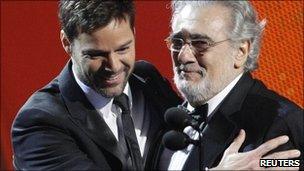 Placido Domingo (r) with Ricky Martin