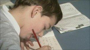 child writing