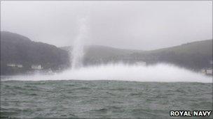 Bomb being detonated under water