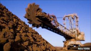 A pile of iron ore in the Pilbara region of West Australia