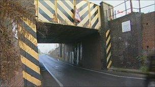 Damaged bridge in Station Road Manningtree