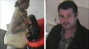 Police CCTV images of two people in the art gallery