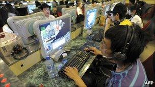 Internet cafe users in Asia