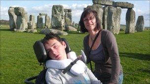 Greg Love with his mother Jill at Stonehenge