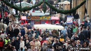 shoppers in street