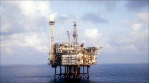 oil rig in north sea