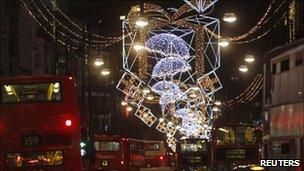 Christmas lights above Oxford Street