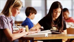 children at a desk