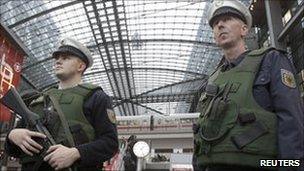 German police patrol to the main railway station in Berlin, 17 November