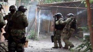 Russian security forces in action in Dagestan