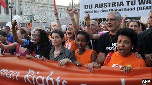 Vienna march for rights of HIV/Aids victims, 20 Jul 10