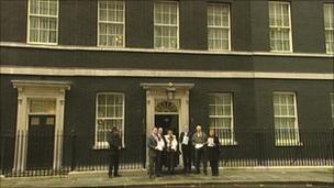 Campaigners hand the petition to Downing Street