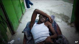 Cholera sufferer in the Cite Soleil slum in Port-au-Prince