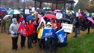 Protesters against cuts in Gloucester