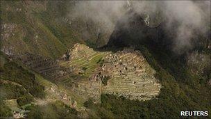 Aerial view of the Inca citadel of Machu Picchu in Cuzco, 3 November, 2010