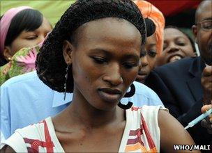 A woman in Mali was among the first to receive the new vaccine prior to the official launch