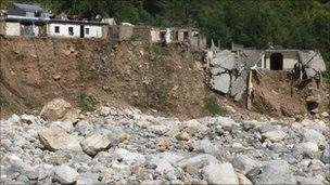 Destruction caused by floods in the Karora area