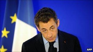 French President Nicolas Sarkozy delivers a speech in Lisbon, 20 November