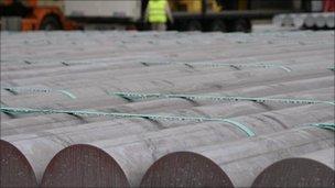 Aluminium rods at Holyhead