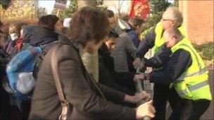 Protesters in Warwick