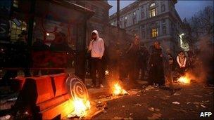 Demonstrators at students' Whitehall protest