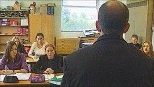 male teacher in class