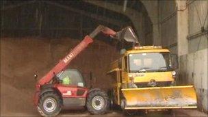 Snow plough being loaded