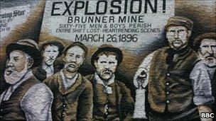 Greymouth mural of a mine disaster in 1896