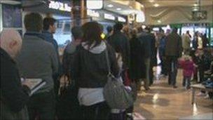 Passengers at the ferry terminal in Dover