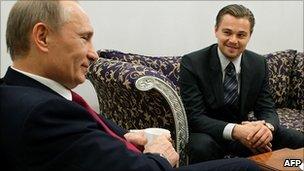 Vladimir Putin and Leonardo DiCaprio