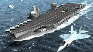 Artist's impression of a planned super aircraft carrier of the Royal Navy