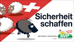 Poster put out by Swiss People's Party. It reads: Create security.