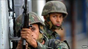 Soldiers on patrol in Rio