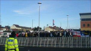 Protesters in Nuneaton