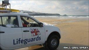 Lifeguards on Fistral Beach