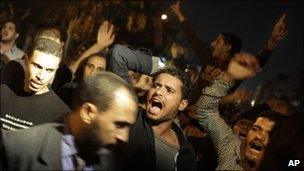 Hundreds of opposition Muslim Brotherhood supporters alleging electoral fraud chant during a protest in Cairo, Egypt, 28 November 2010