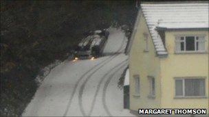 Upside-down car near Budock. Picture: Margaret Thomson