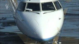 Flybe Q400 plane that was struck by lightning