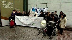 Demonstrators outside NHS North West meeting